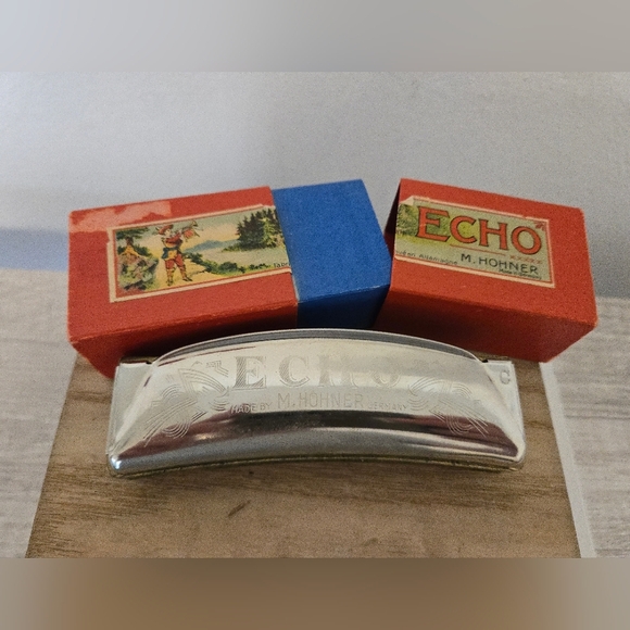 Vintage M Hohner Echo Grand Prix Curved Harmonica With Box Germany - Picture 6 of 13